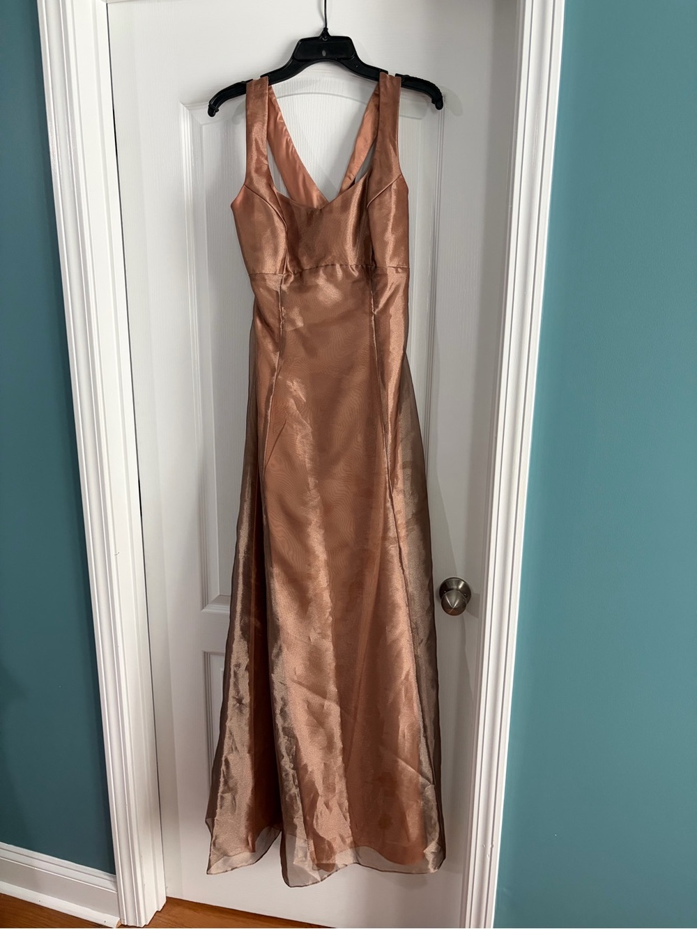 Copper Satin V-Neck Formal Gown
